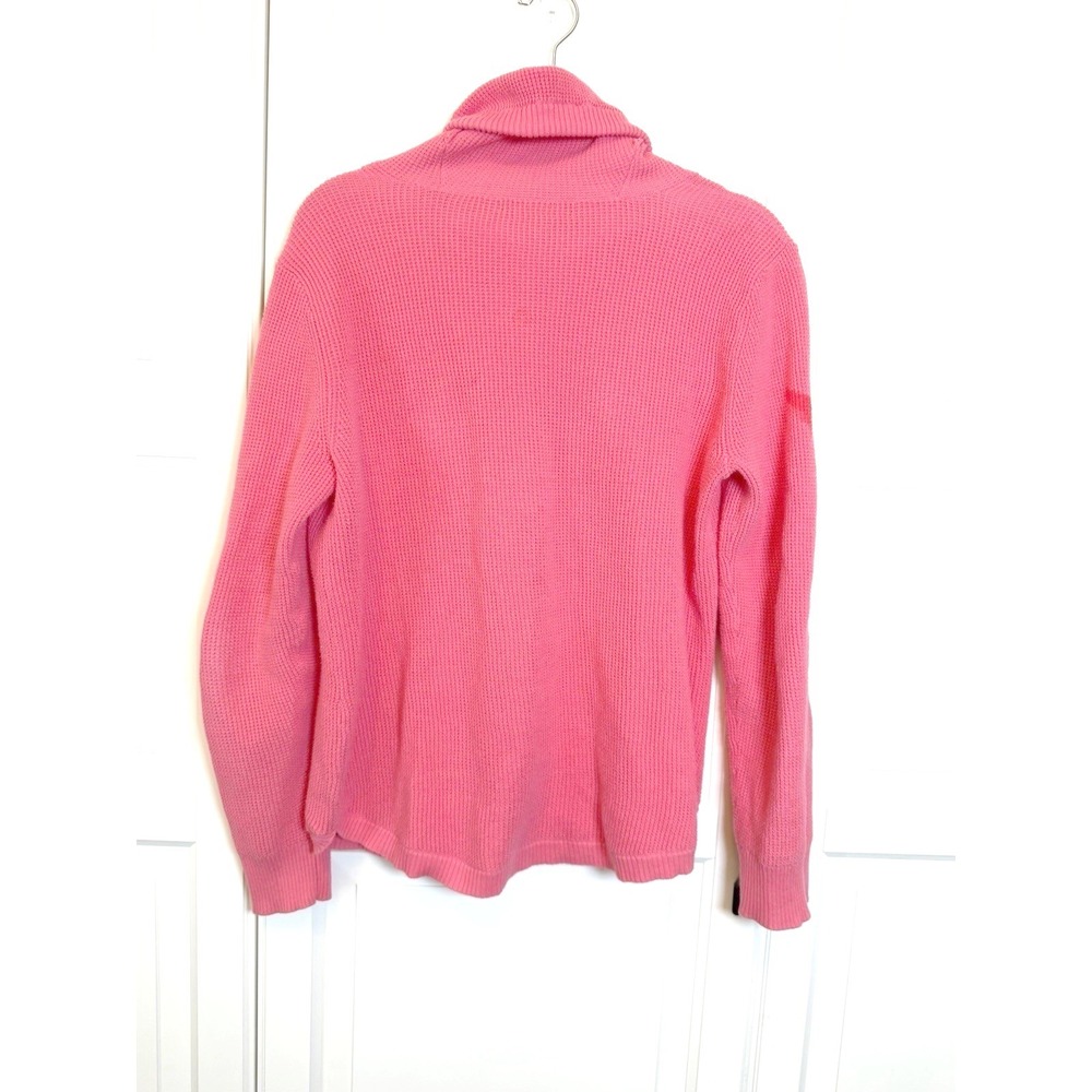 Lauren‎ Ralph Lauren Hot Pink Cotton Waffle Knit  Drawstring Sweater Mens M - Picture 4 of 6